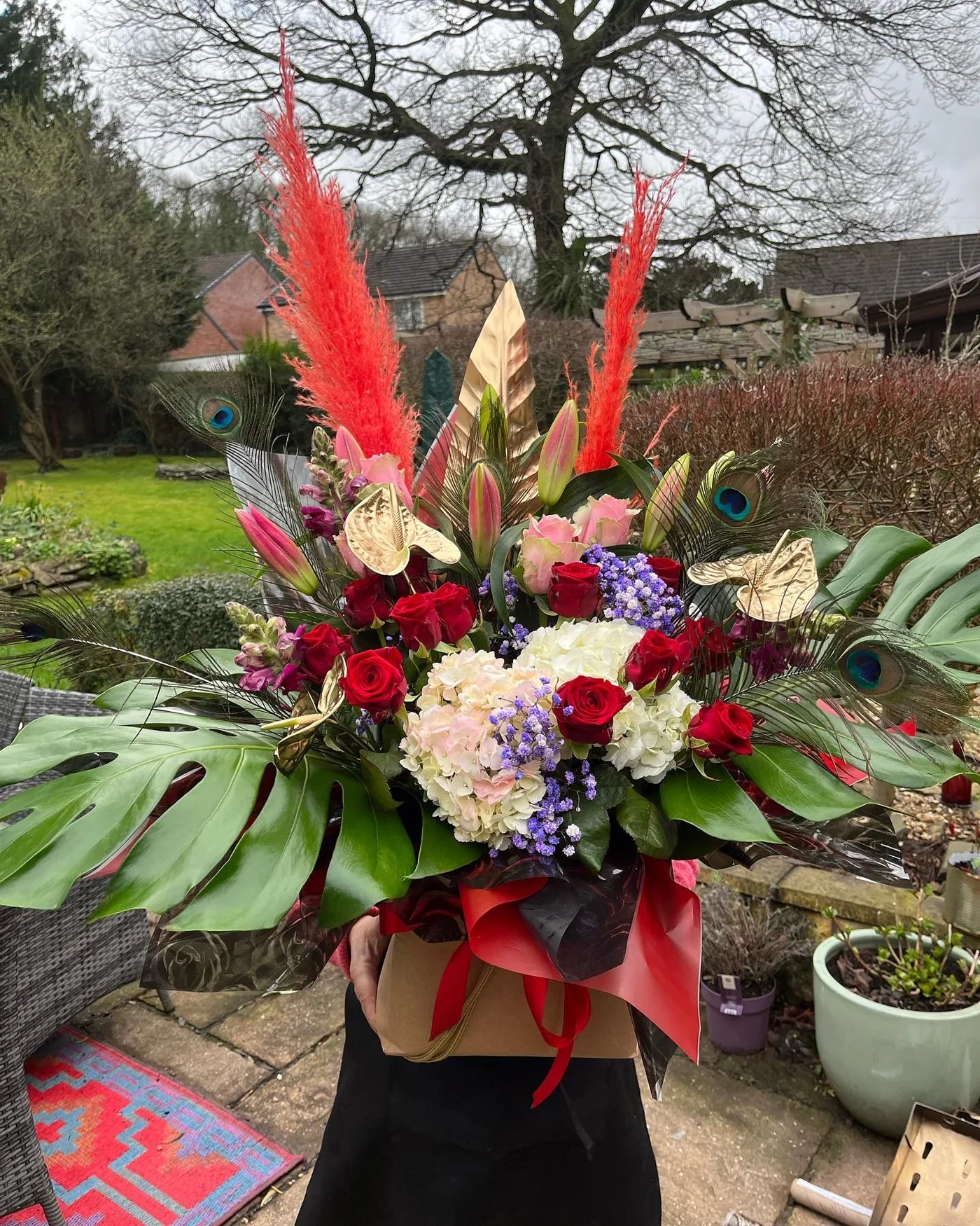 Bold tropical flower arrangement