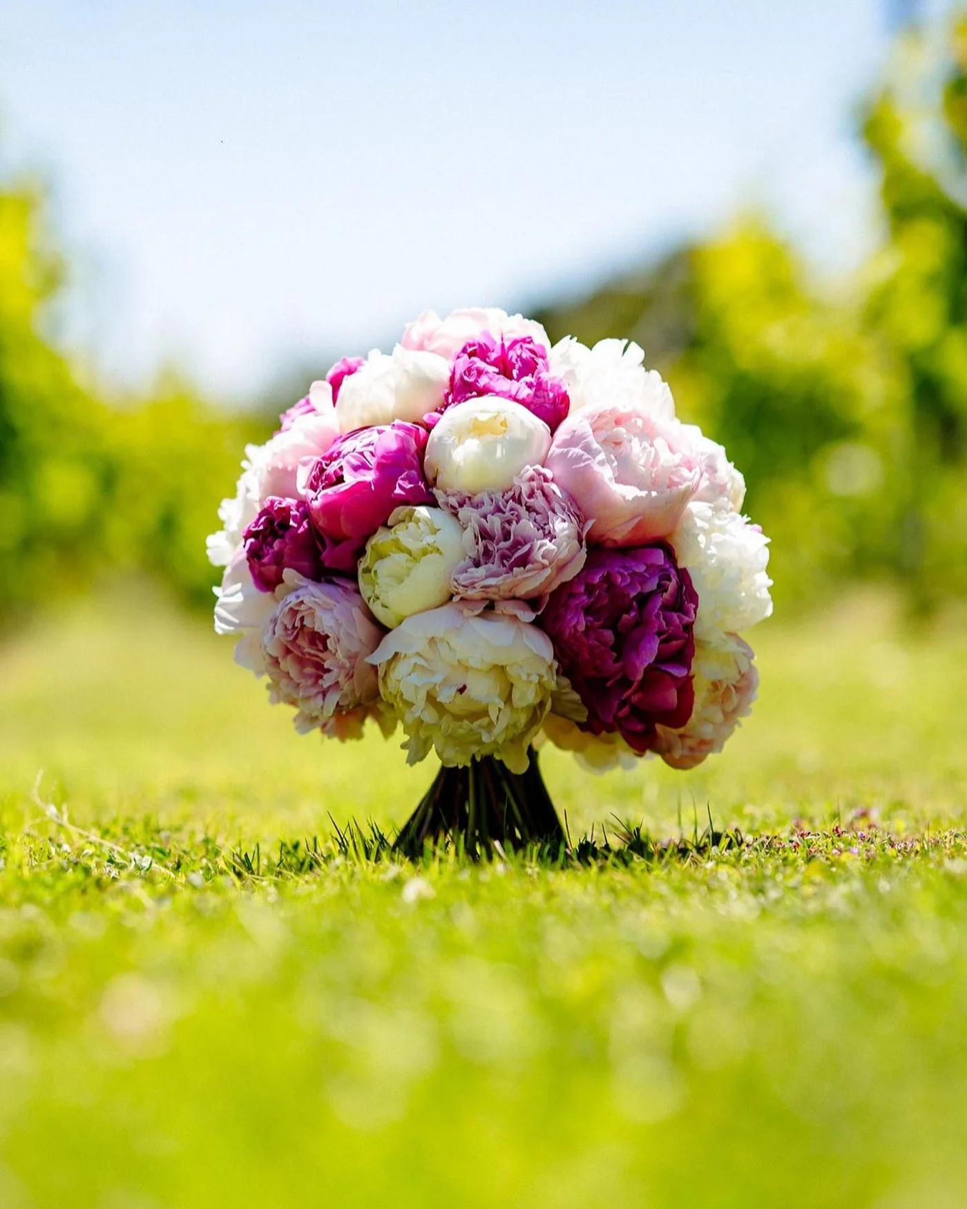 Pink, cream and lilac wedding bouquet