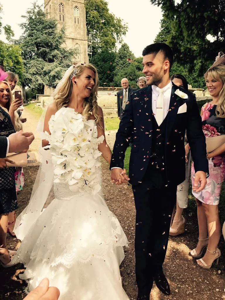 Bride and groom on their wedding day
